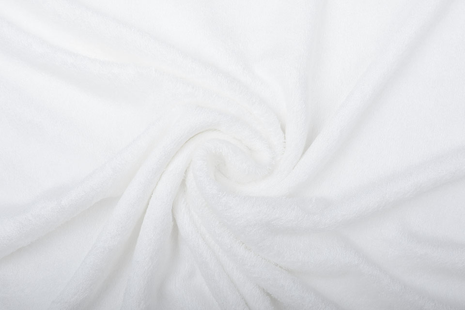 White Cotton Terry Towelling Fabric Plain Solid Colours Towel