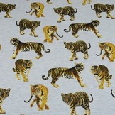 Sweatstoff Bedruckt Doubleface Tiger Grau