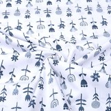 100% Cotton Flowers White Navy