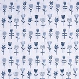 100% Baumwolle Blumen Weiß Marineblau