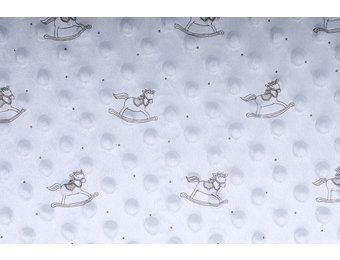 Hobbelpaard Minky Fleece Zilver