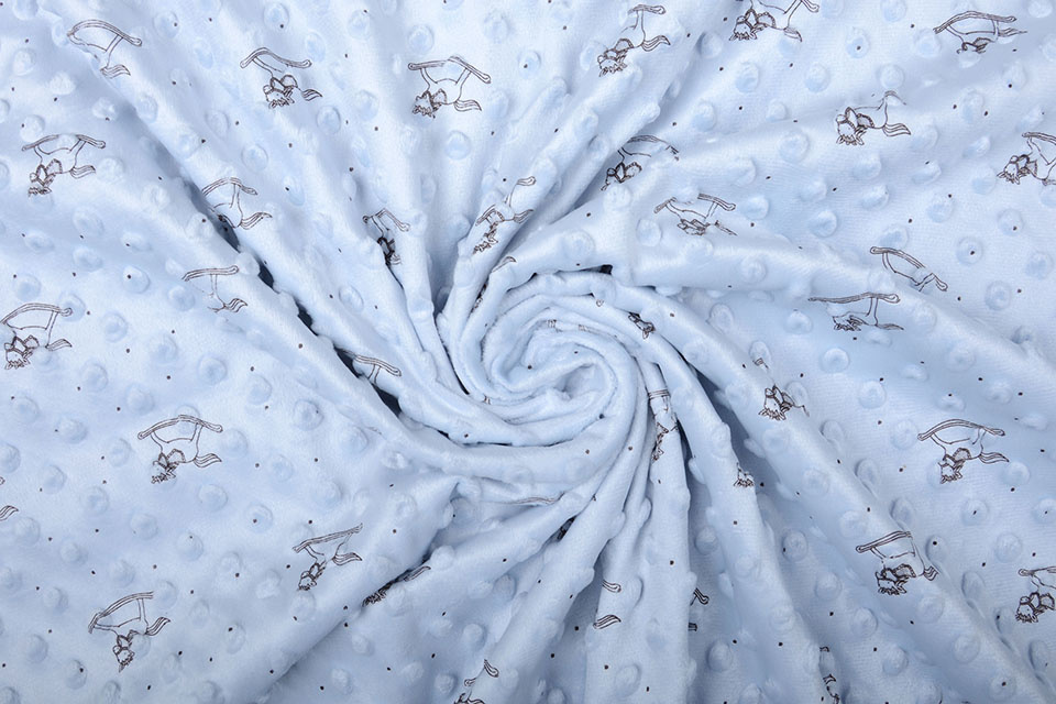 Rocking Horse Minky Fleece Baby Blue