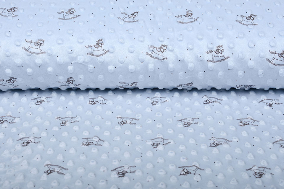 Rocking Horse Minky Fleece Baby Blue