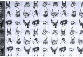 100% Cotton Animals Heads White