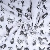 100% Cotton Animals Heads White
