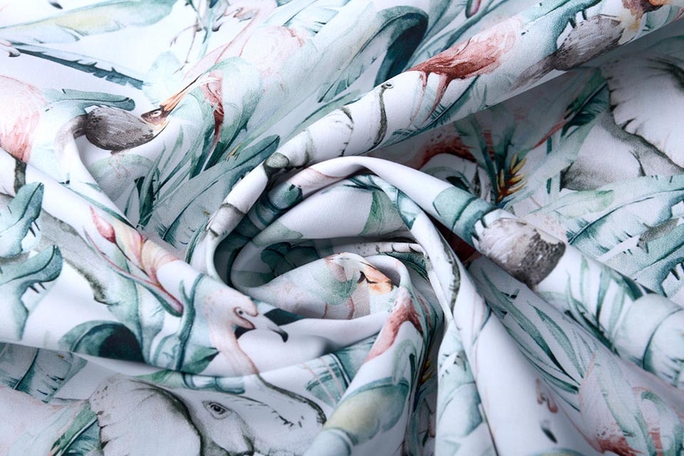 100% Cotton Tropical Elephant Flamingo
