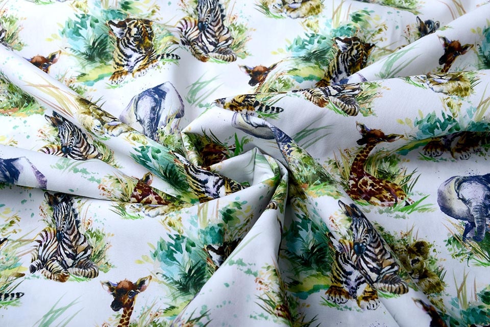 100% Cotton Safari Animals