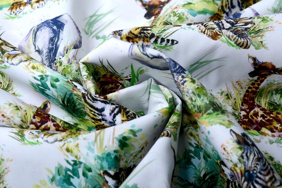 100% Cotton Safari Animals