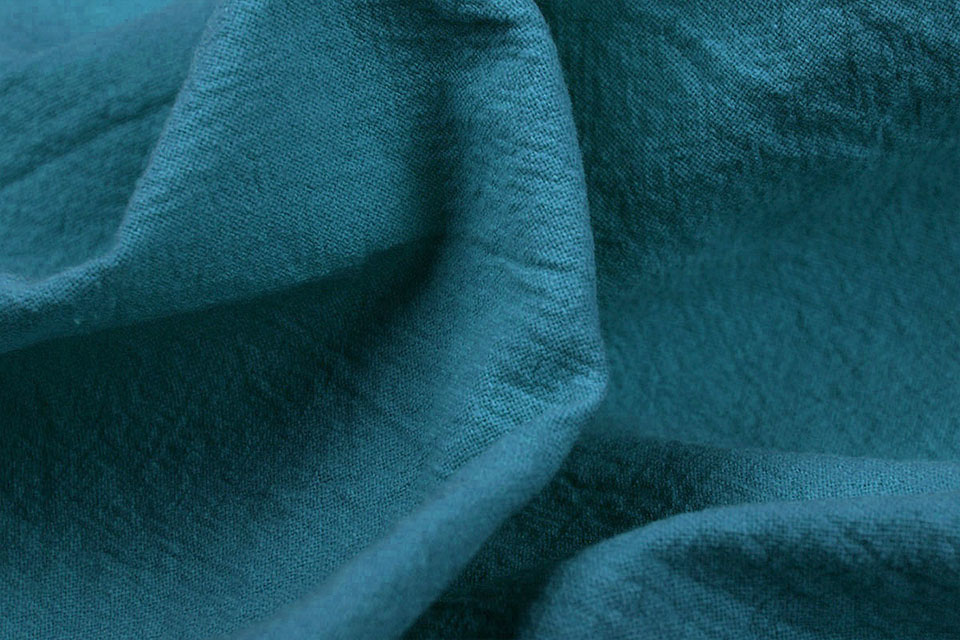 100% Washed Cotton Petrol Blue