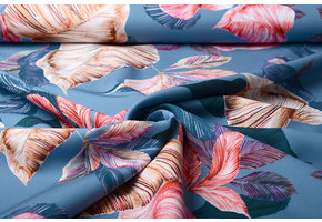 Digitaal Crepe stretch Leaves Light Jeans