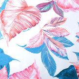 Digitaal Crepe stretch leaves Off-White Blue