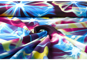 100% Viskose Digital Printed Neon Pink Blau