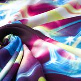 100% Viskose Digital Printed Neon Pink Blau