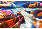 100% Viskose Digital Printed Neon Blau Orange