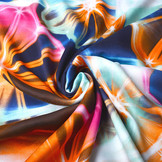 100% Viskose Digital Printed Neon Blau Orange