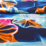 100% Viscose Digital Printed Neon Blue Orange
