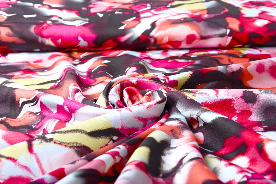 100% Viskose Digital Printed Menas Rot