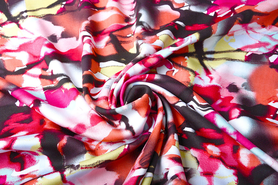 100% Viskose Digital Printed Menas Rot