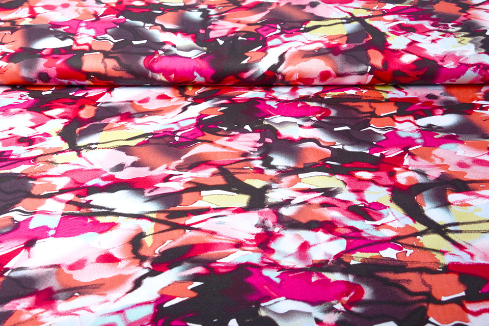 100% Viskose Digital Printed Menas Rot