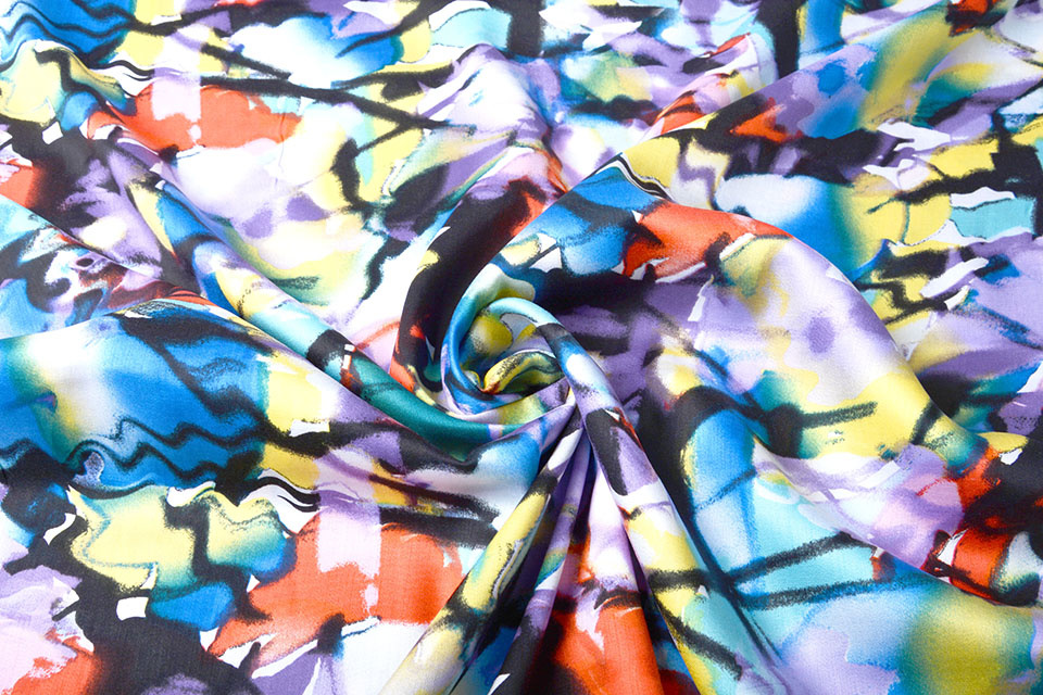 100% Viscose Digital Printed Menas Blue