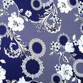 Viscose Jersey Lacquar Bunga Bloem Marine Blauw