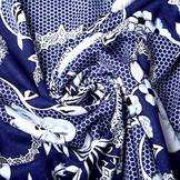 Viscose Jersey Lacquar Bunga Bloem Marine Blauw