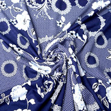 Viscose Jersey Lacquar Bunga Bloem Marine Blauw