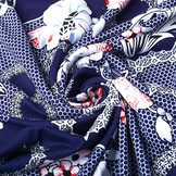 Viscose Jersey Lacquar Bunga Bloem Marine Rood