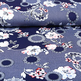 Viskose Jersey Lacquar Bunga Blume Marine Rot