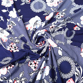 Viscose Jersey Lacquar Bunga Bloem Marine Rood