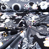 Viscose Jersey Lacquar Bunga Bloem Zwart
