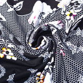 Viscose Jersey Lacquar Bunga Bloem Zwart