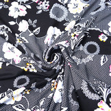 Viscose Jersey Lacquar Bunga Bloem Zwart