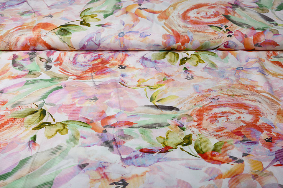 Viscose Digitaal Kembang Bloem Roze