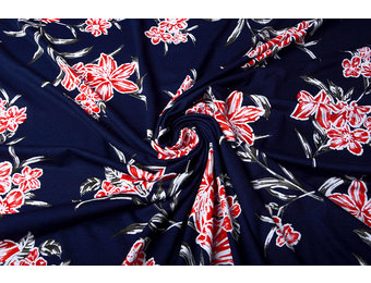 Viscose Jersey Lacquar Lule Navy Red