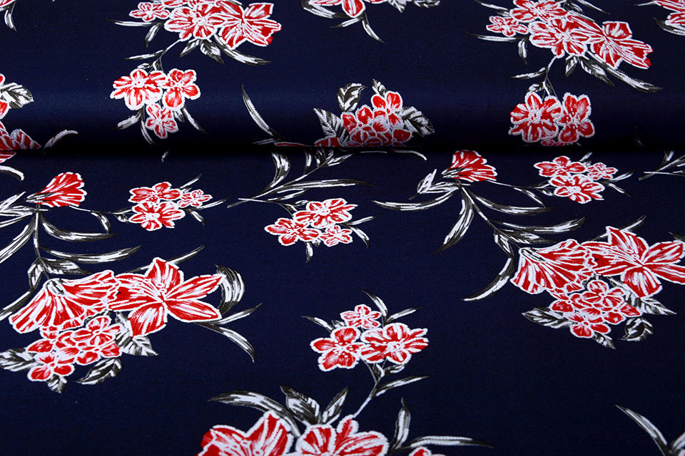 Viscose Jersey Lacquar Lule Marine Rood
