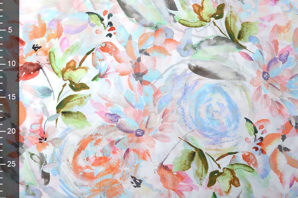 Viscose Digitaal Kembang Bloem Blauw