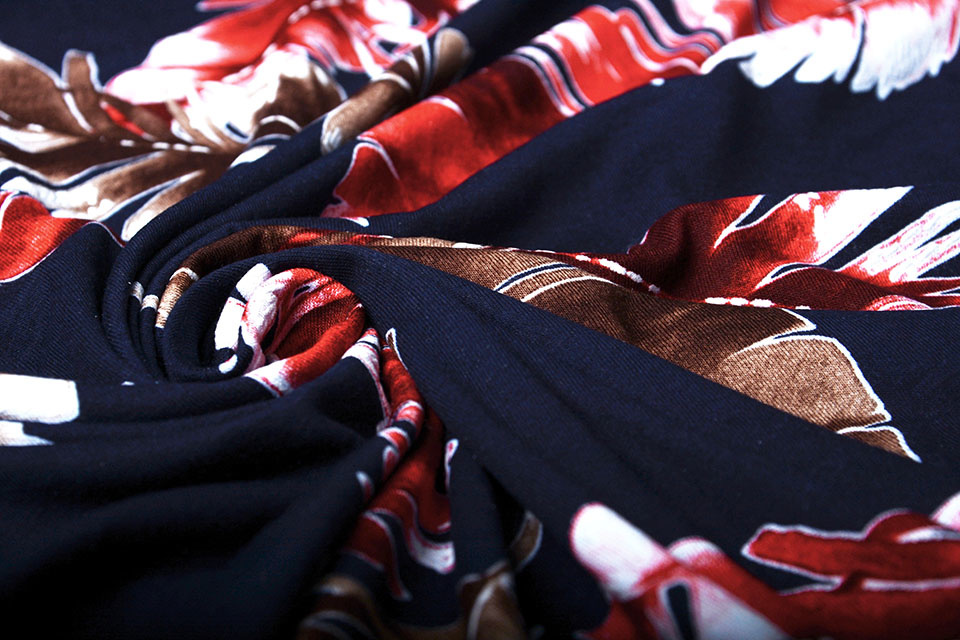 Viscose Jersey Lacquar Pluma Marine Rood