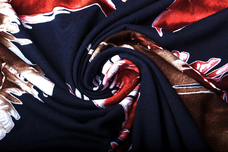 Viscose Jersey Lacquar Pluma Marine Rood