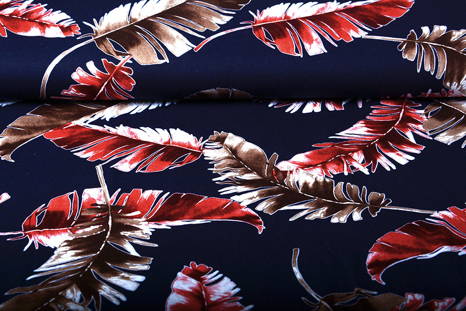 Viscose Jersey Lacquar Pluma Marine Rood
