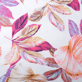 Digitaal Crepe stretch bladeren Off-White Roze