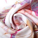 Digitaal Crepe stretch bladeren Off-White Roze