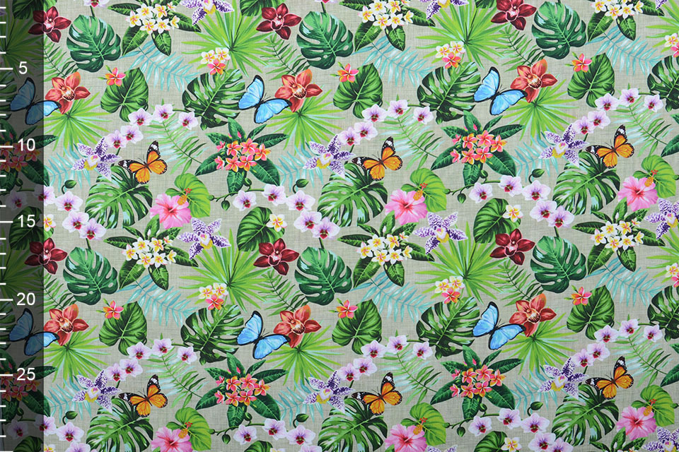 100% Cotton Flora and Fauna Green