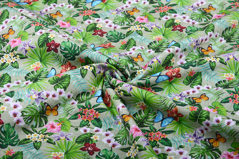 100% Katoen Flora en Fauna Groen