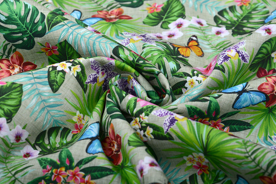 100% Cotton Flora and Fauna Green