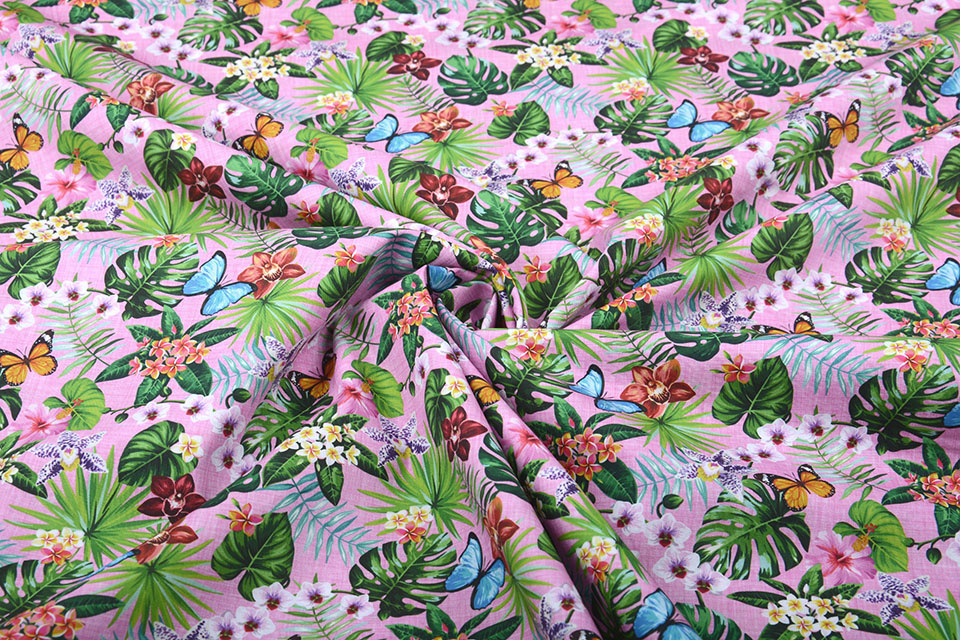 100% Cotton Flora and Fauna Pink