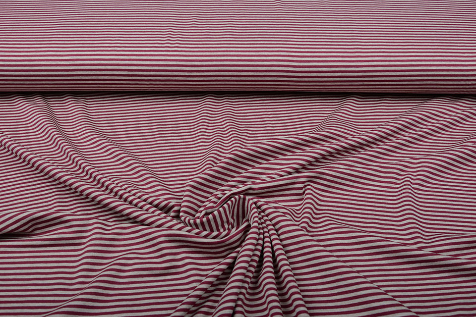 Viscose Jersey Stripes Cherries Sand