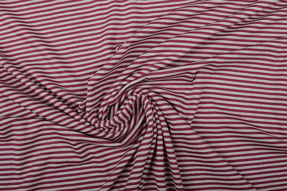 Viscose Jersey Stripes Cherries Sand