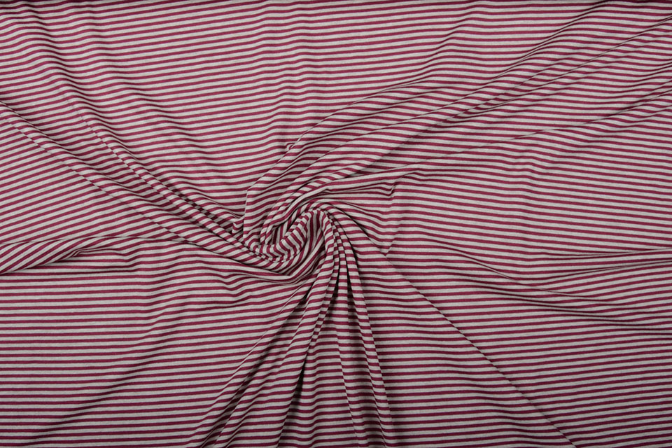 Viscose Jersey Stripes Cherries Sand