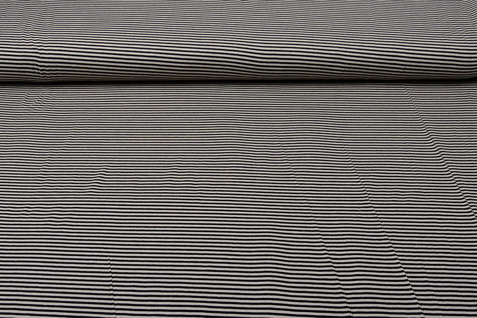 Viscose Jersey Strepen Zand Zwart